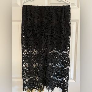 147. NWOT G.l.L.I. Black Lace like Crochet Style Lined Maxi Skirt, Size 12